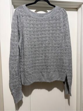 RW&CO. Light Gray Women's Crewneck Patterned Knit Sweater